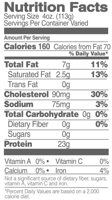 Whole Organic Chicken Nutrition Facts