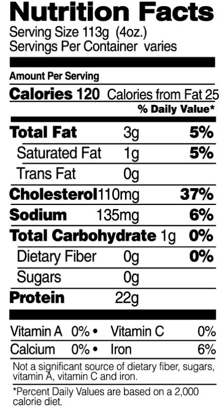 Drumsticks Nutrition Facts