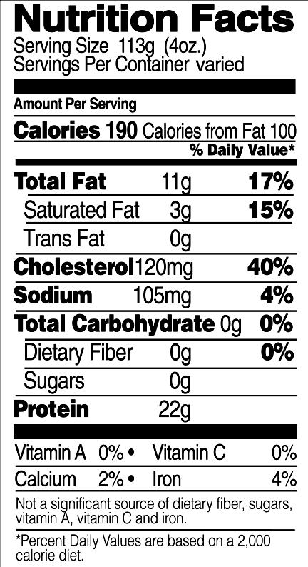 Organic Cut Wings Nutrition Facts