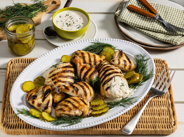 Pickle-Brined Grilled Chicken with Alabama White Sauce