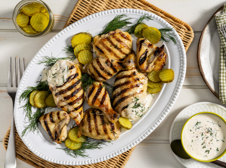 Pickle-Brined Grilled Chicken with Alabama White Sauce