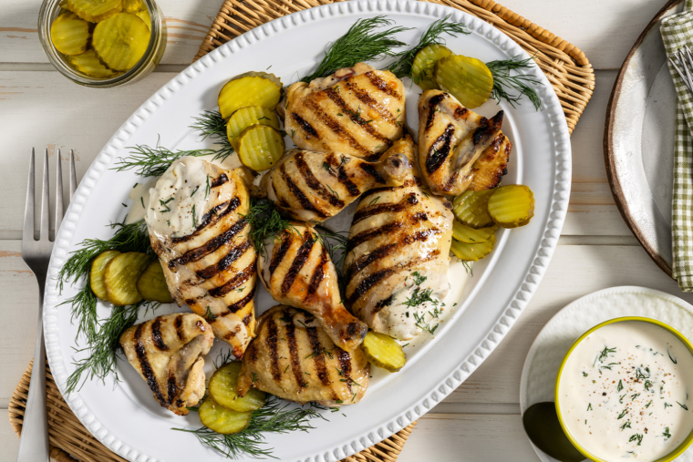 Pickle-Brined Grilled Chicken with Alabama White Sauce
