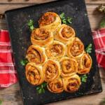 Chicken, Apple Butter and Brie Stuffed Christmas Tree Rolls