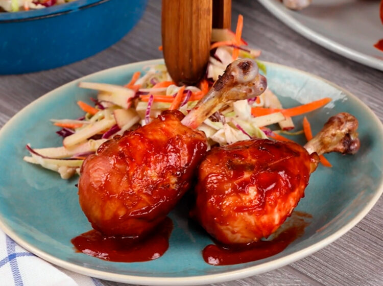 Raspberry BBQ Chicken Drumstick Lollipops