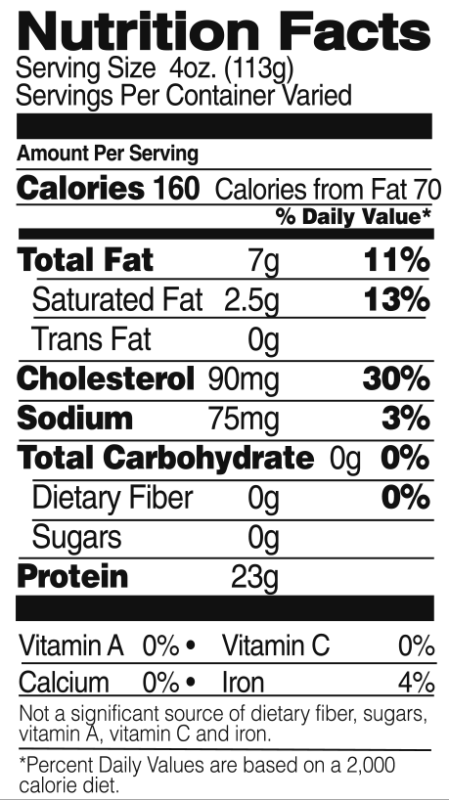 Whole Chicken Nutrition Facts