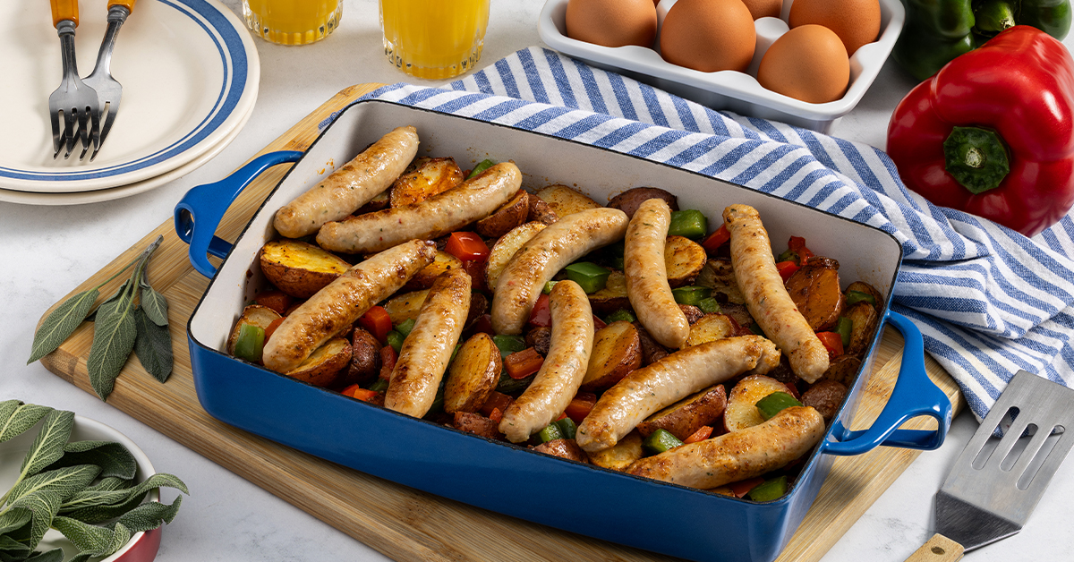 Sage Chicken Sausage, Potato and Pepper Breakfast Bake - Bell & Evans