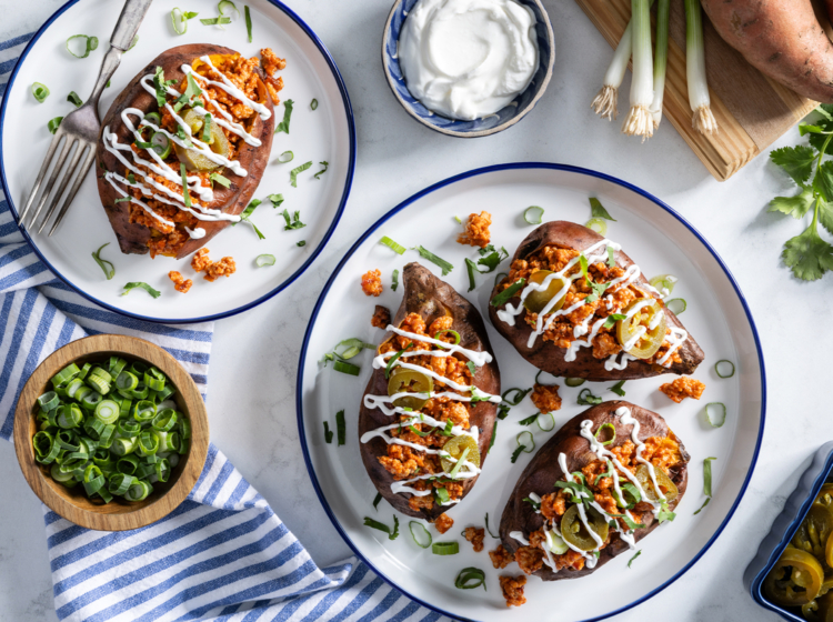 Buffalo Chicken Stuffed Sweet Potato