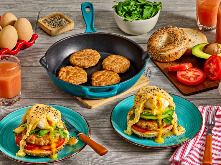 Everything Bagel Sausage Eggs Benedict