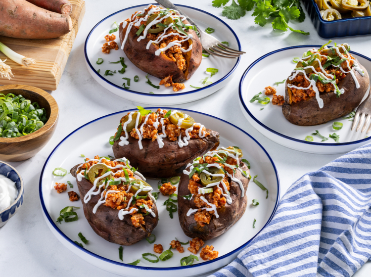 Buffalo Chicken Stuffed Sweet Potato