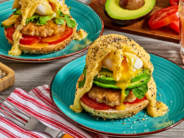 Everything Bagel Sausage Eggs Benedict