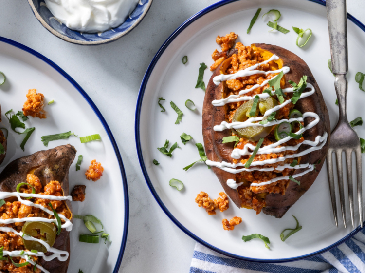 Buffalo Chicken Stuffed Sweet Potato