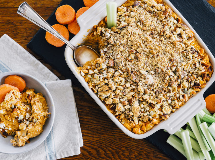 Pretzel Crusted Buffalo Chicken Dip