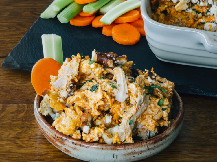 Pretzel Crusted Buffalo Chicken Dip