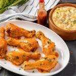 Buffalo Drumsticks with Blue Cheese Mac & Cheese