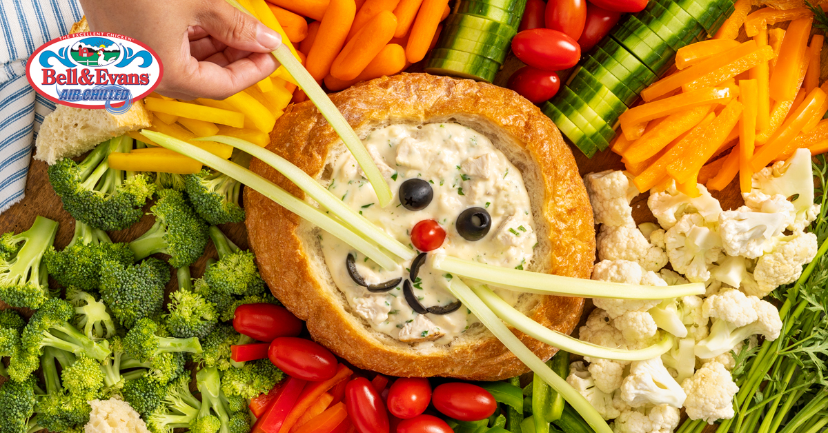 Chicken Alfredo Dip in a Bunny Bread Bowl Bell & Evans