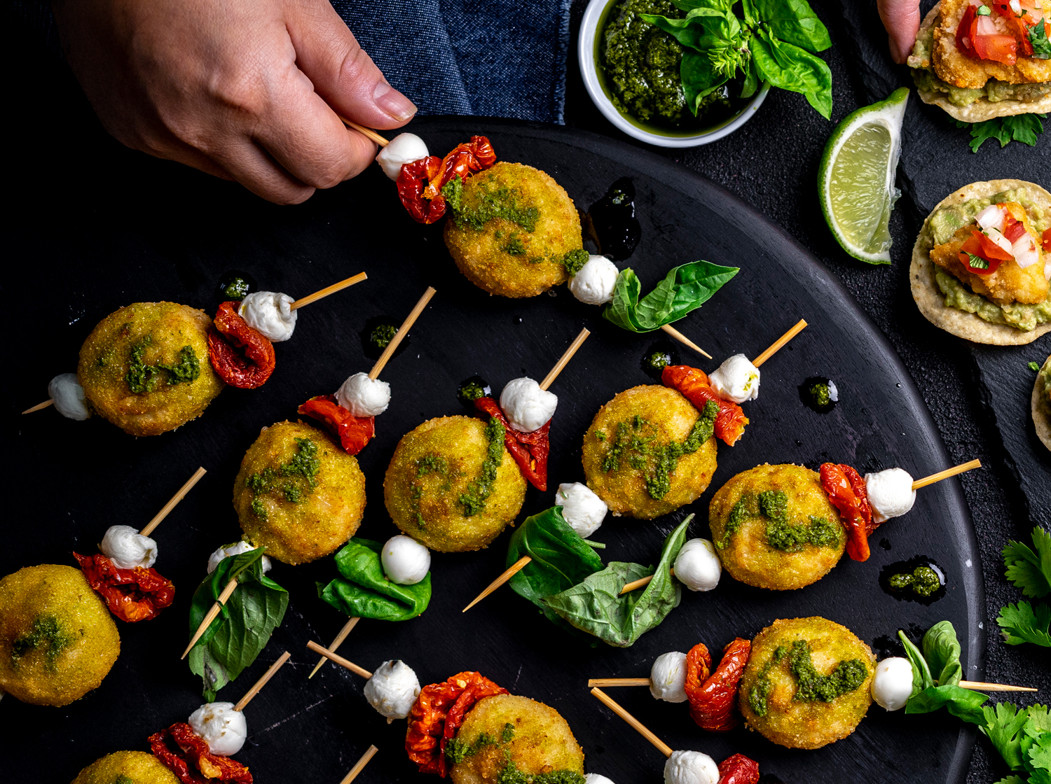 Caprese Pesto Chicken Meatballs