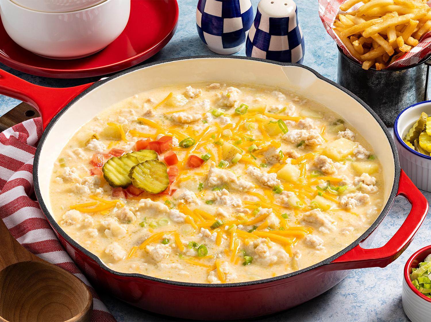 One-Pot Chicken Cheeseburger Stew