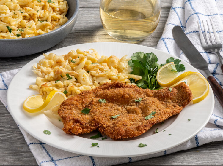 Chicken Schnitzel with Buttered Spaetzle