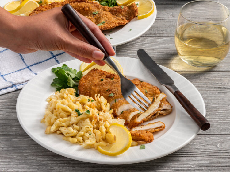 Chicken Schnitzel with Buttered Spaetzle