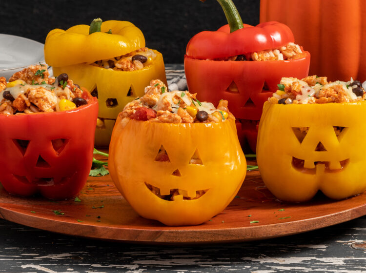 Halloween Chicken Stuffed Peppers