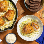 Skillet Chicken Thighs with Garlic-Parmesan Cabbage