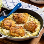 Skillet Chicken Thighs with Garlic-Parmesan Cabbage