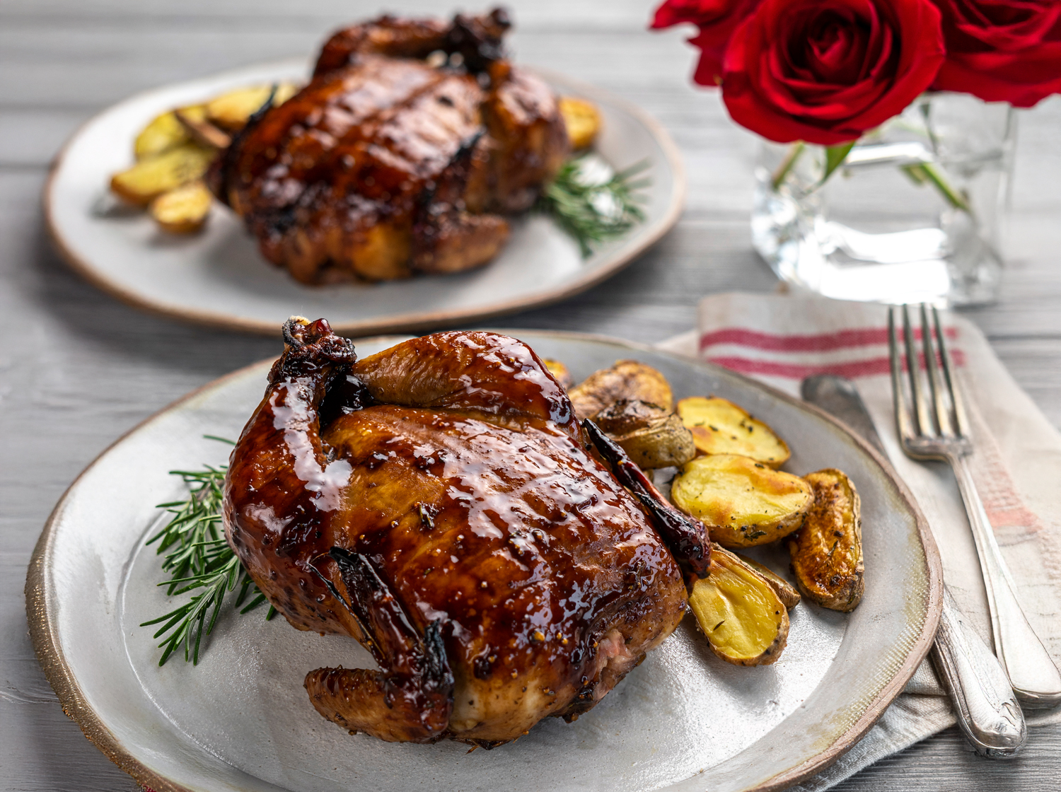 Fig & Rosemary Sticky Glazed Cornish Hens