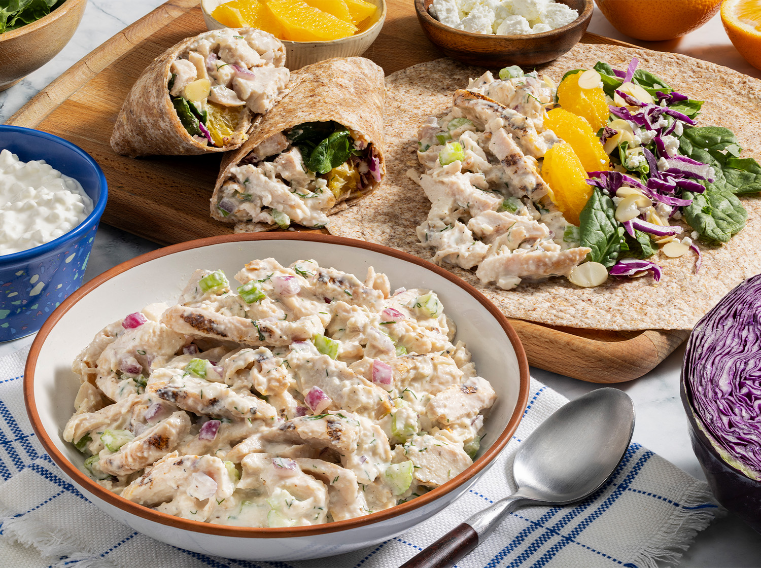 Cottage Cheese Chicken Salad & Citrus Wrap