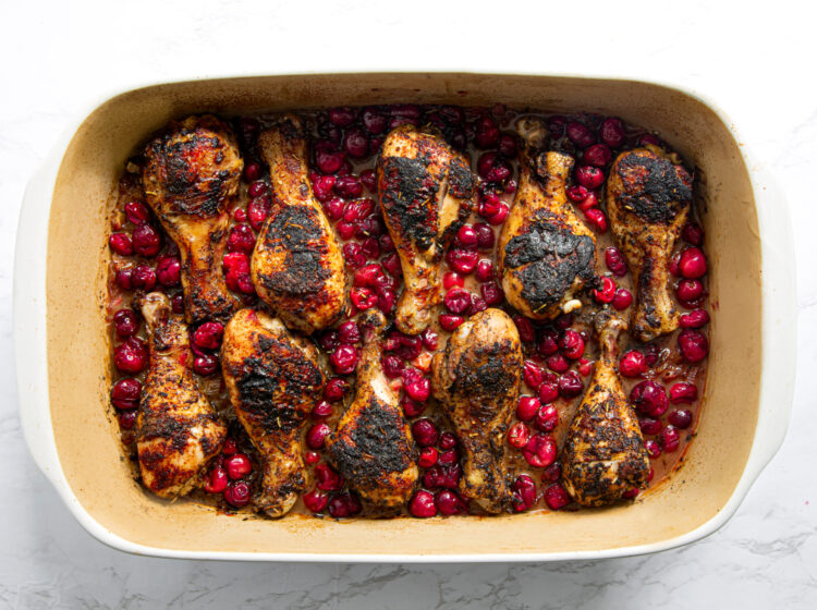 Cranberry Rosemary Roasted Chicken Drumsticks