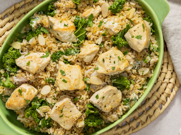 Lemon-Pepper Chicken and Crispy Brown Rice Salad