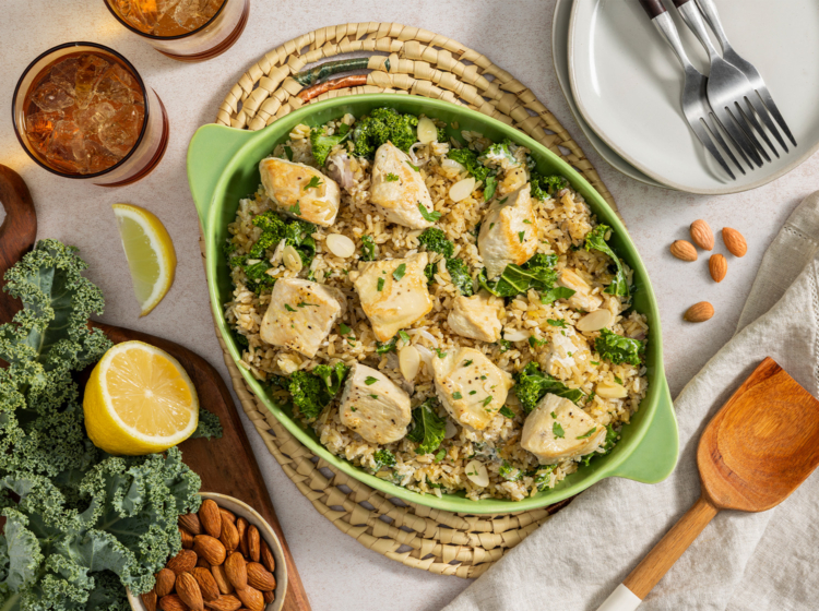 Lemon-Pepper Chicken and Crispy Brown Rice Salad