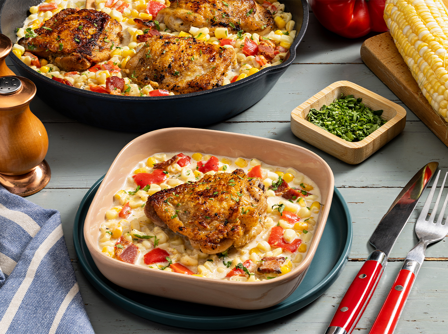 Garlic Butter Cream Corn Chicken Skillet