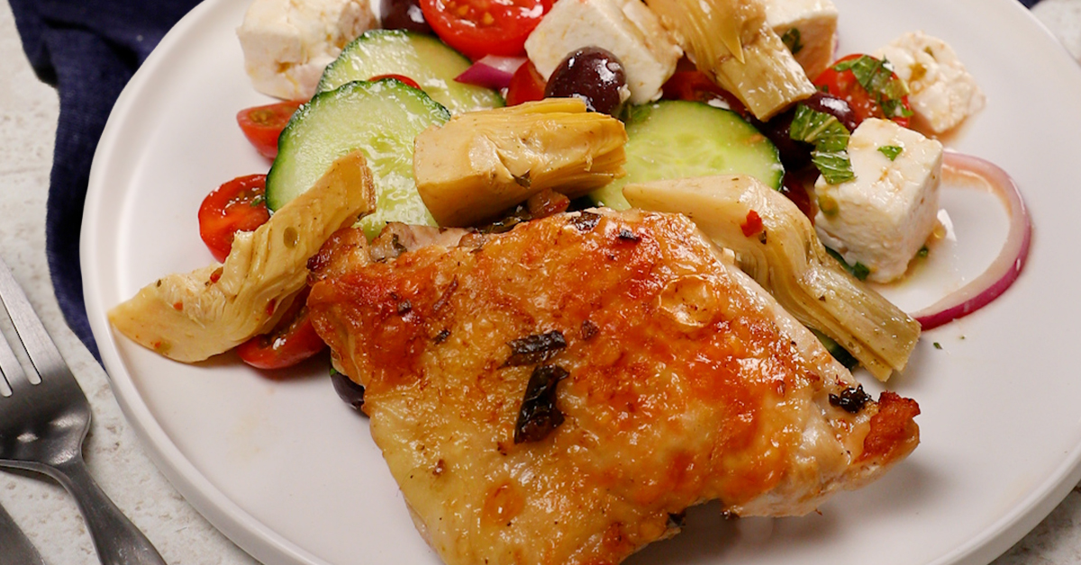 Air Fryer Greek-Style Chicken and Artichokes - Bell & Evans