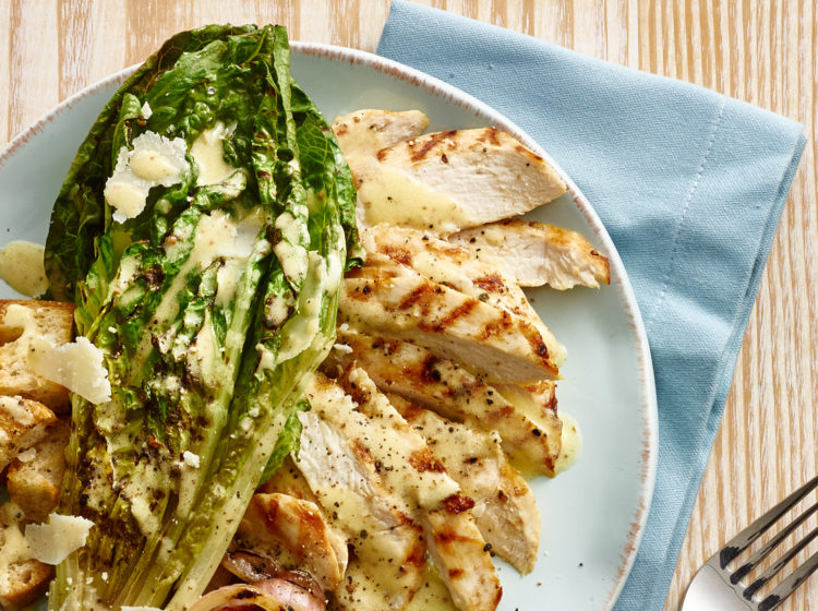 Grilled Romaine & Chicken Caesar Salad