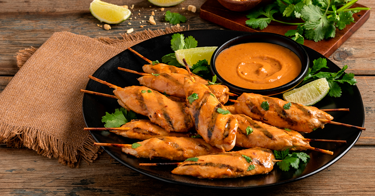 Grilled Chicken Satay with Peanut Sauce - Bell & Evans