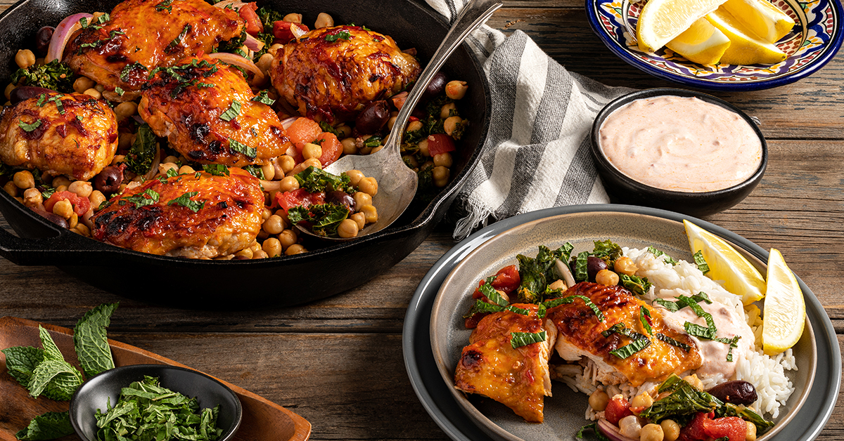 Baked Harissa and Lemon Chicken and Chickpeas - Bell & Evans
