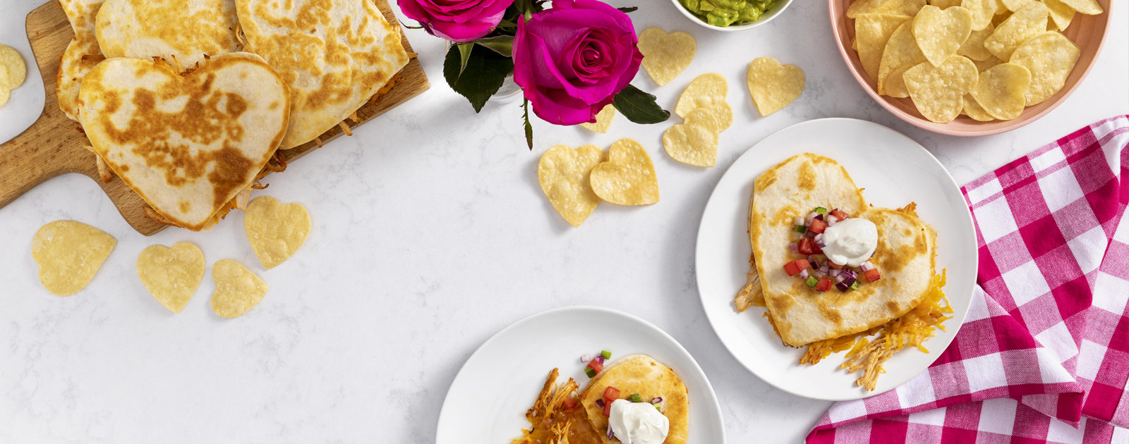 Heart Shaped Chicken Quesadillas