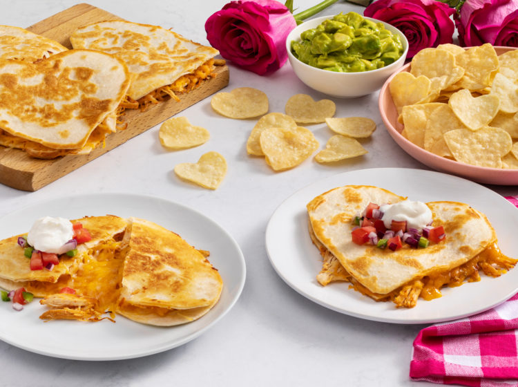 Heart Shaped Chicken Quesadillas