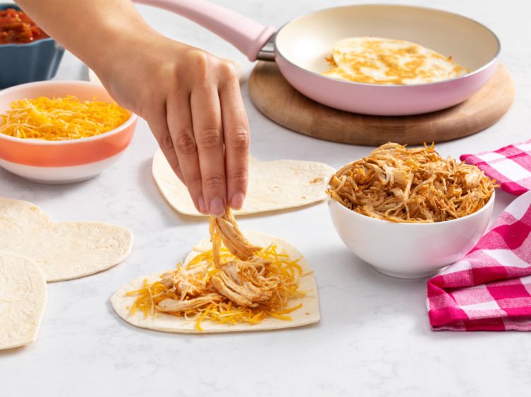 Heart Shaped Chicken Quesadillas