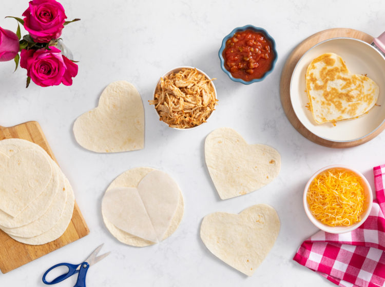 Heart Shaped Chicken Quesadillas