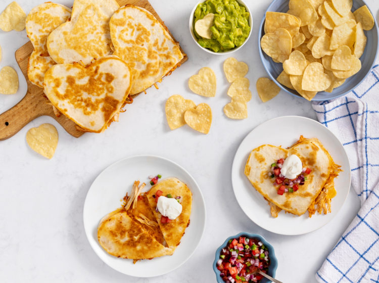 Heart Shaped Chicken Quesadillas