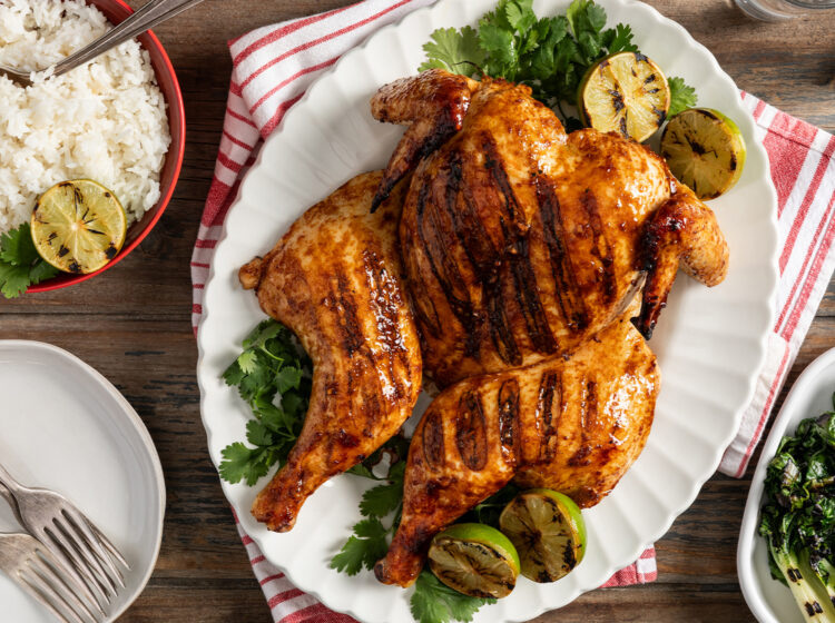 Grilled Honey-Sriracha Spatchcock Chicken