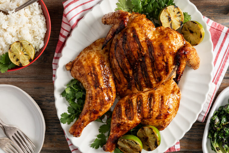 Grilled Honey-Sriracha Spatchcock Chicken