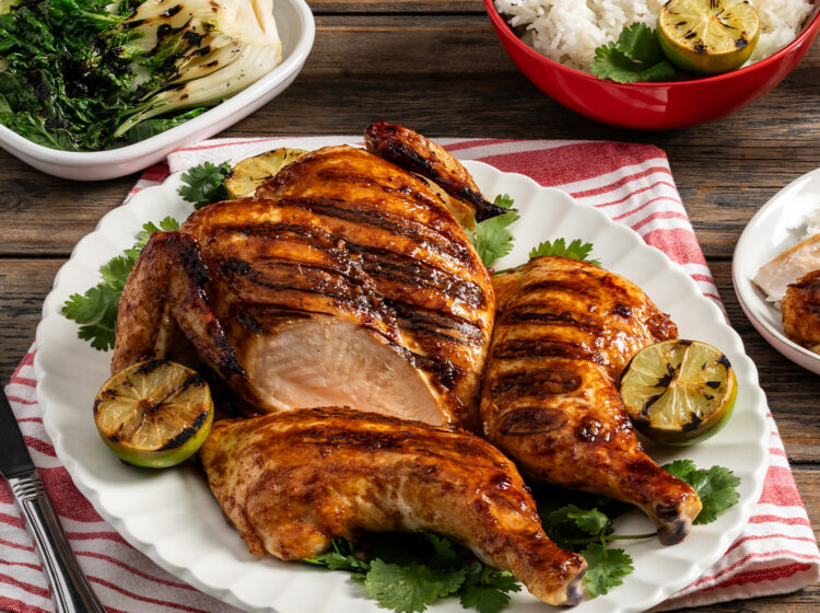 Grilled Honey-Sriracha Spatchcock Chicken