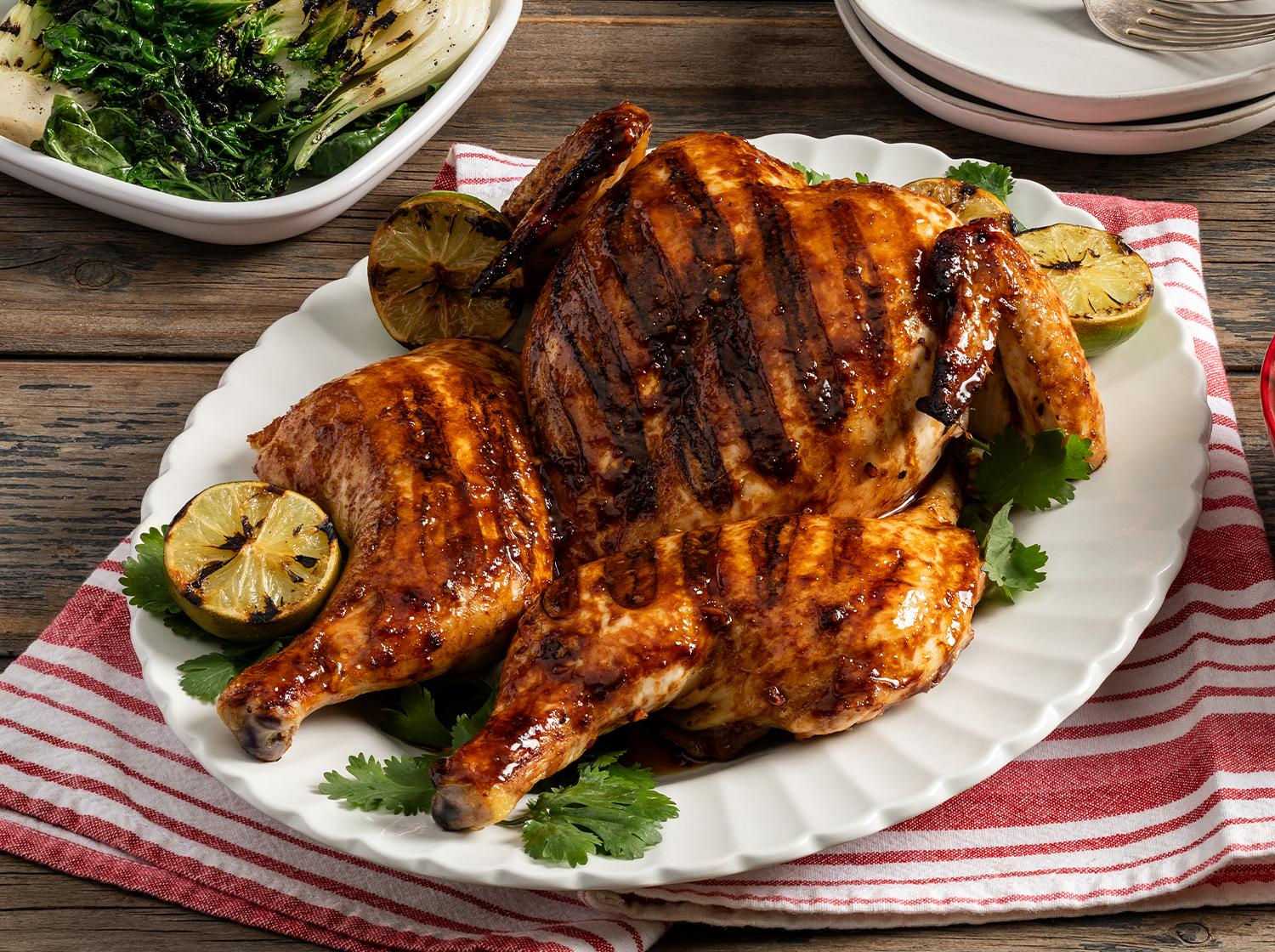 Grilled Honey-Sriracha Spatchcock Chicken