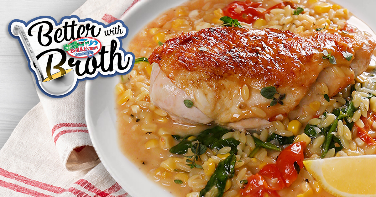 One-Pot Lemon Orzo Chicken with Sweet Corn - Bell & Evans