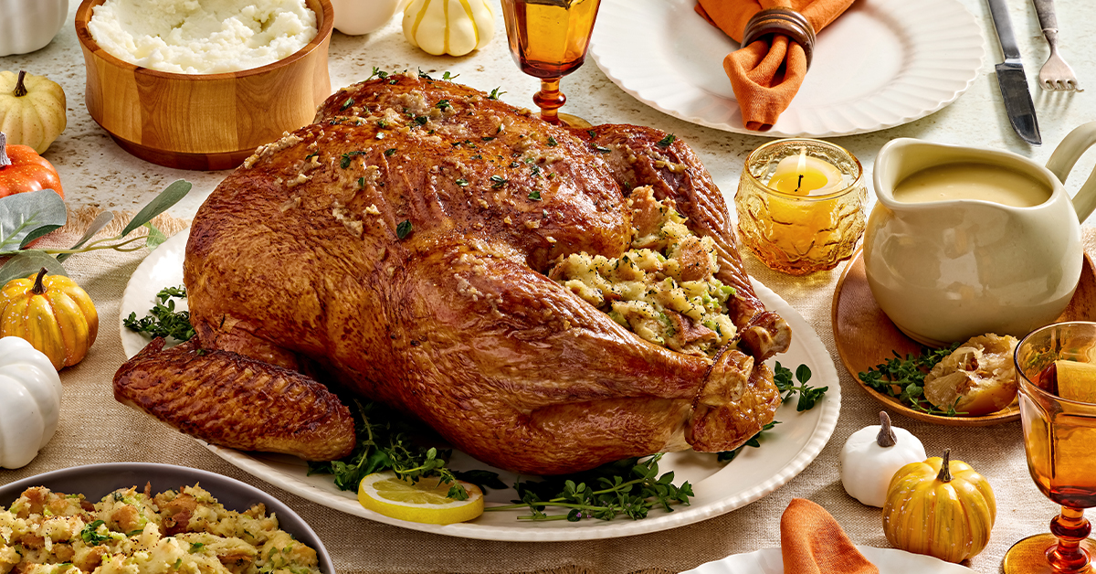 Lemon and Thyme Roasted Turkey with Stuffing - Bell & Evans