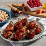 Raspberry BBQ Chicken Lollipops
