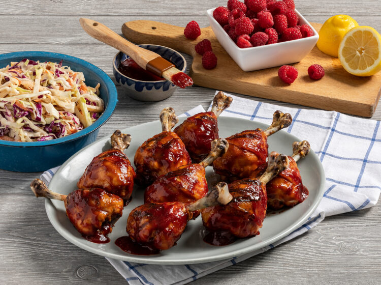 Raspberry BBQ Chicken Lollipops