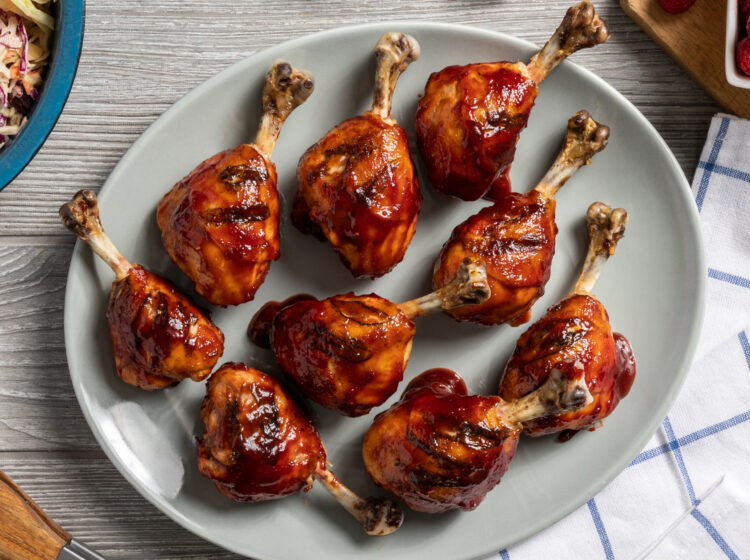 Raspberry BBQ Chicken Lollipops